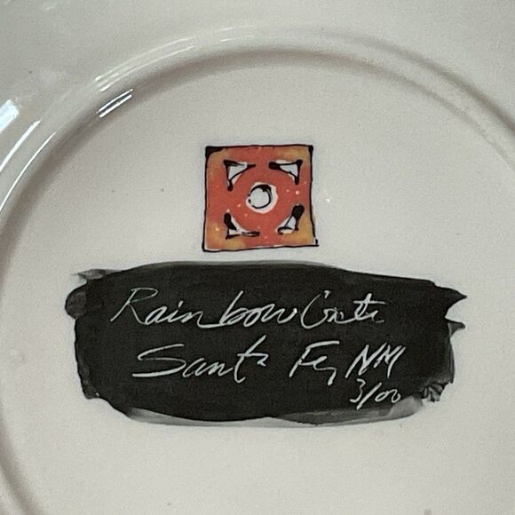 Rainbow Gate Santa Fe New Mexico Floral Plate Handmade Snapdragons & Butterflies - Picture 6 of 8